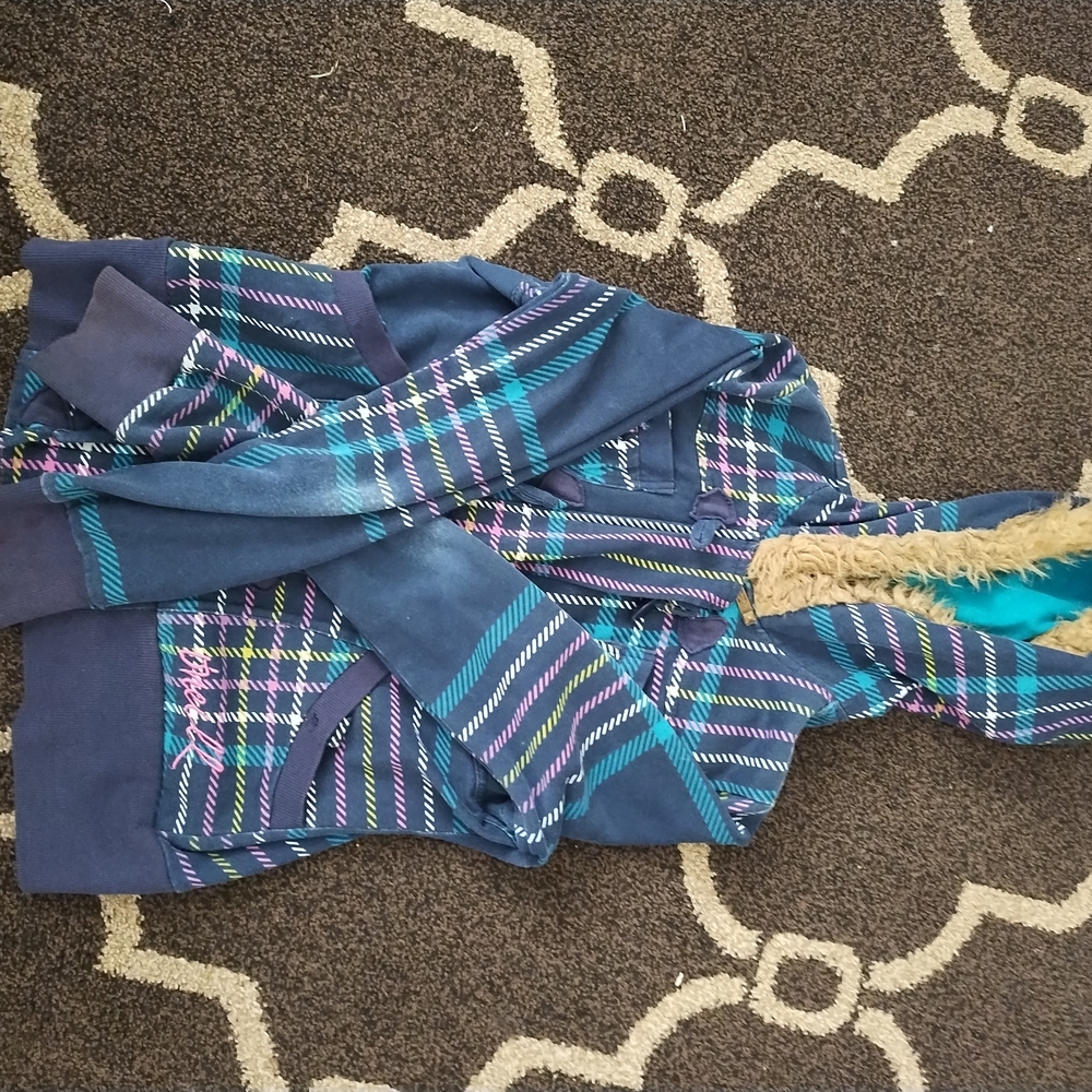 O'Neill Blue and Purple Plaid Hooded Jacket